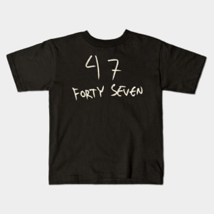 Hand Drawn Letter Number 47 Forty Seven Kids T-Shirt